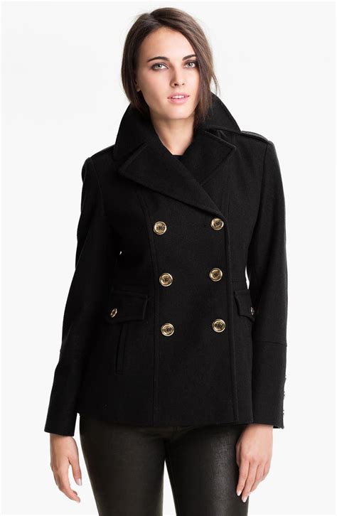 michael kors double breasted peacoat women|Michael Kors double breasted peacoat.